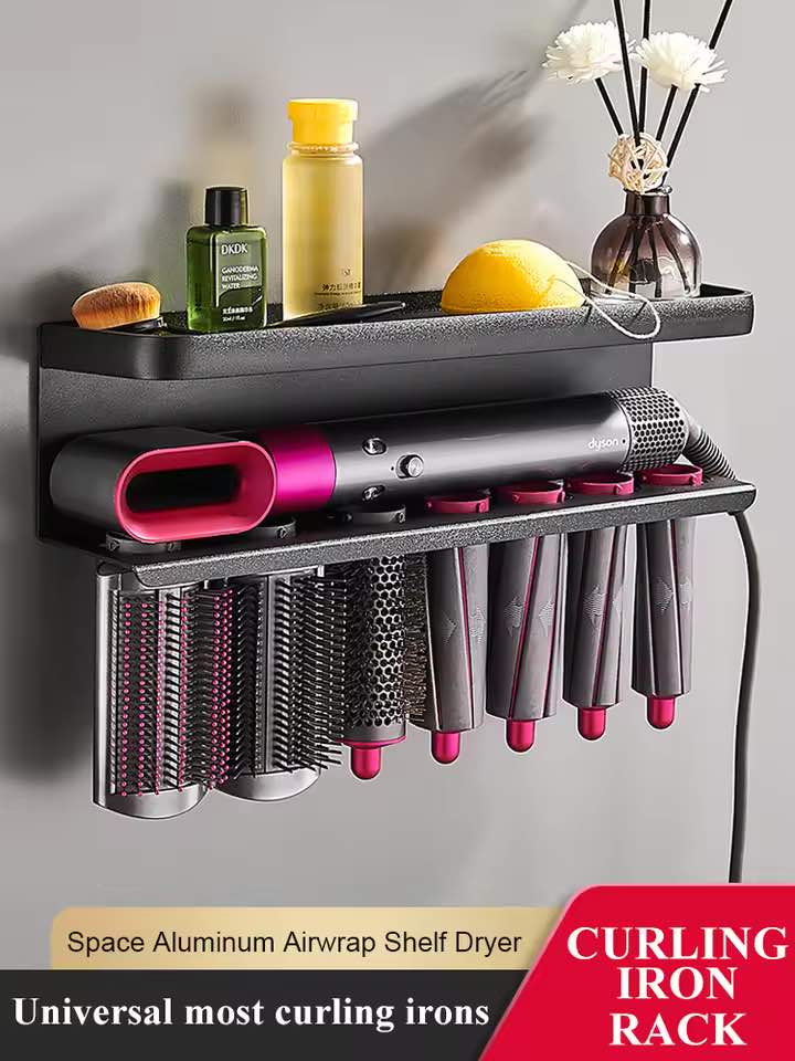 Wall-Mount Hairdryer & Curler Holder for Dyson