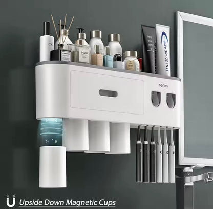 Magnetic Toothbrush Holder & Toothpaste Squeezer