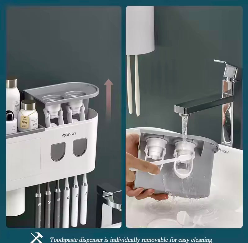 Magnetic Toothbrush Holder & Toothpaste Squeezer